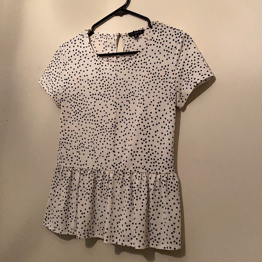 B/W Fitted Peplum Top - Dynamite Clothing